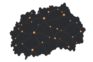 Map showing the location of North Macedonia