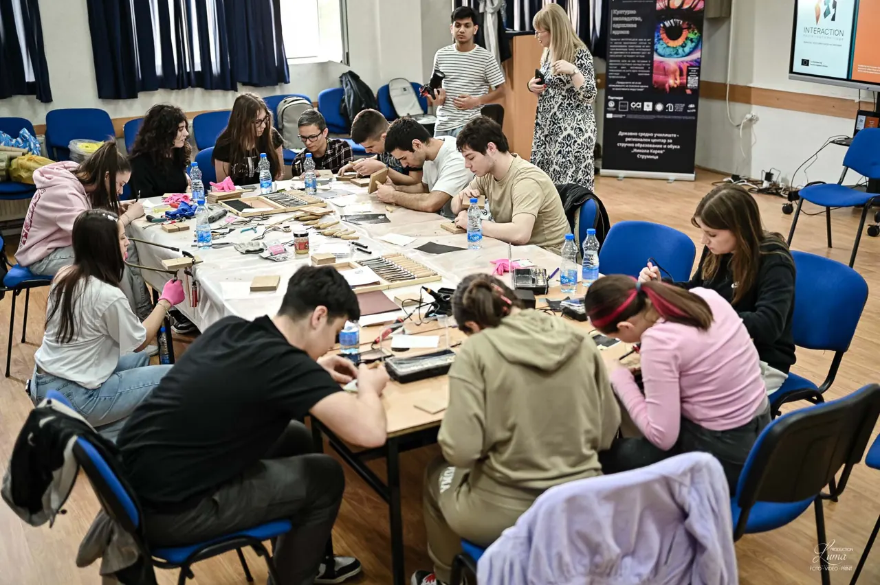 A group taking part in a local craft workshop