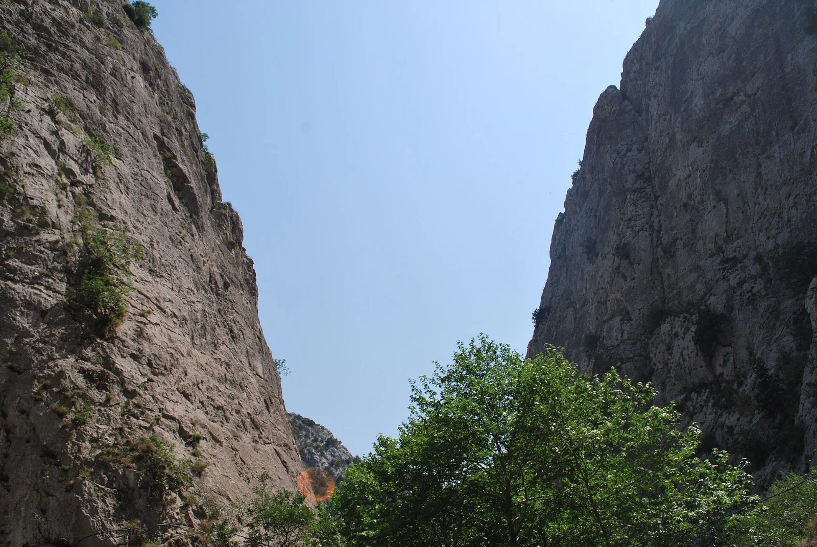 The limestone cliffs at the entrance to Demir Kapija Gorge