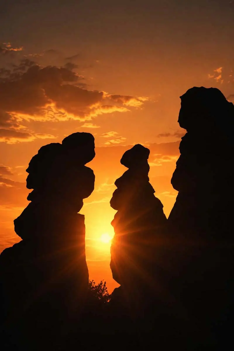 Sunrise seen between the stones at Kokino