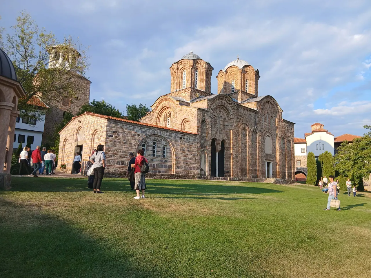 The monastery church and gardens at Lesnovo