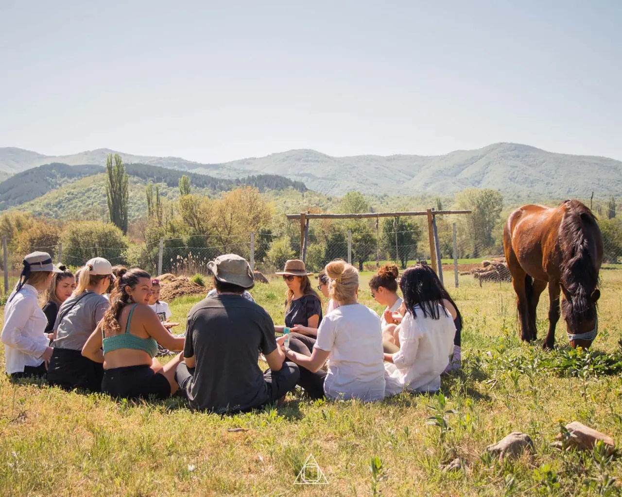 Visitors sharing time outdoors with horses at Maria’s Ranch