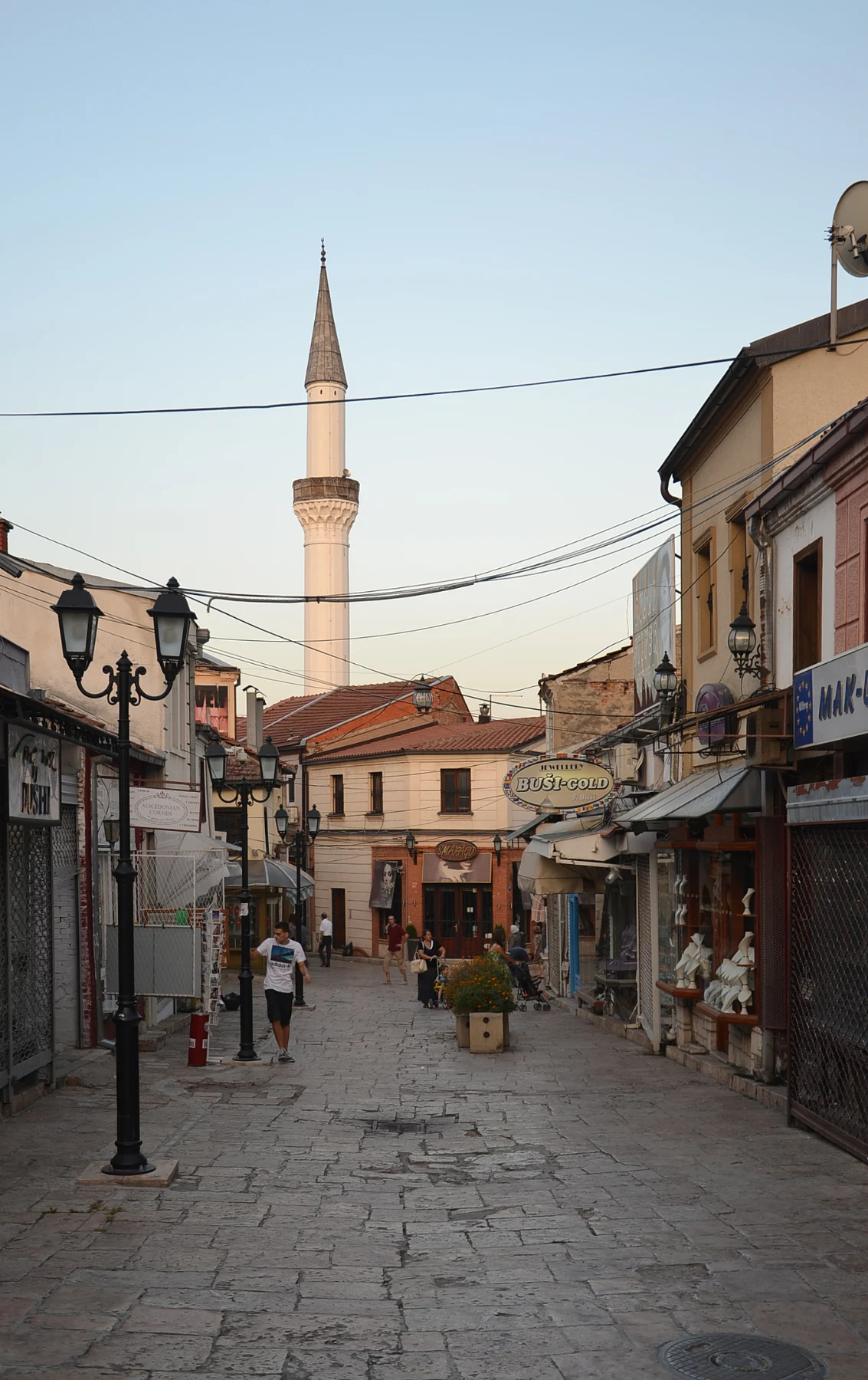 Skopje Old Bazaar and its historic mosque minaret