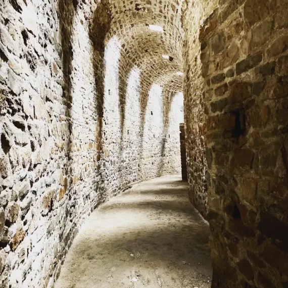 A vaulted stone passage at Stobi